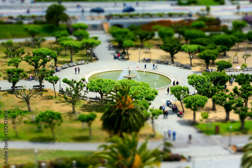 San Francisco miniature park with fountain Tilt–shift