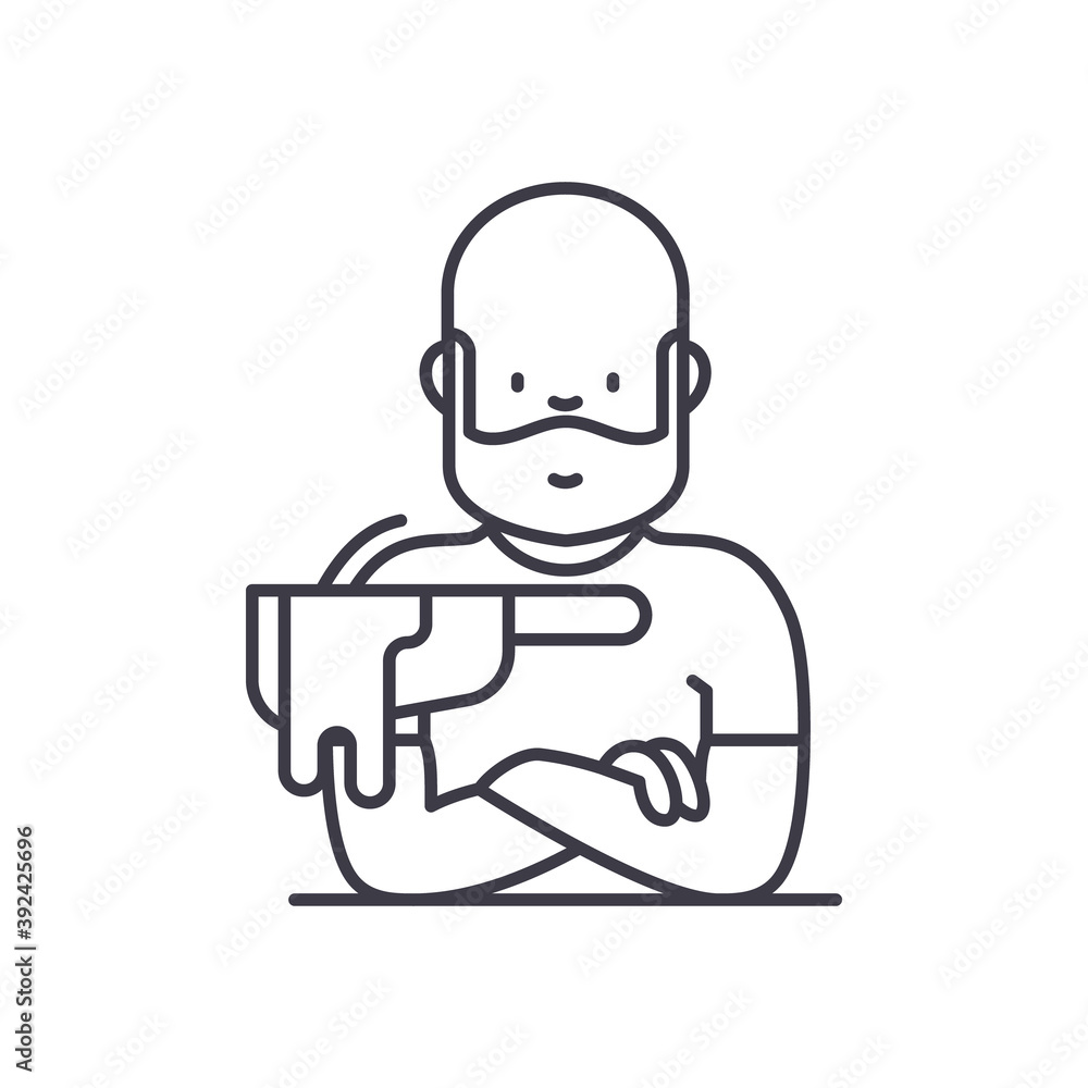 Butcher icon, linear isolated illustration, thin line vector, web design sign, outline concept symbol with editable stroke on white background. Butcher icon, linear isolated illustration, thin line vector, web design sign, outline concept symbol with editable stroke on white background.