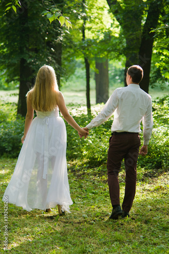 bride and groom walking