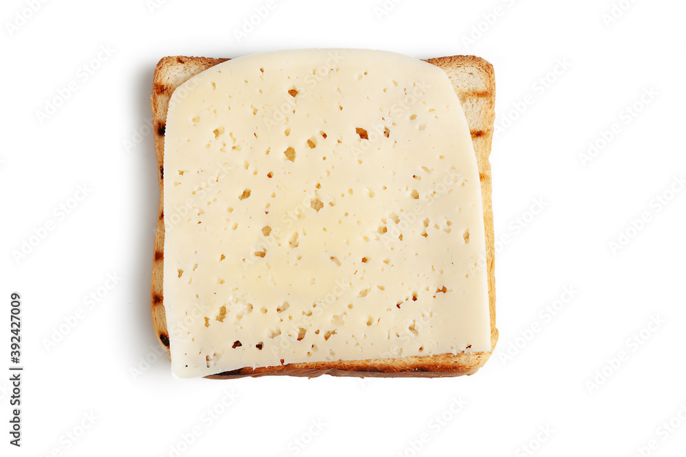 A slice of toasted bread and a slice of cheese