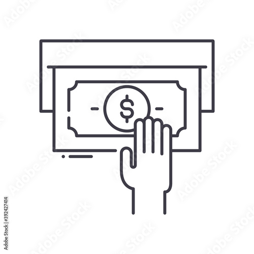 Business transactions icon, linear isolated illustration, thin line vector, web design sign, outline concept symbol with editable stroke on white background.