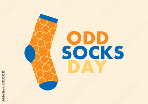 Odd Socks Day vector. One orange-blue sock vector. Colorful sock icon vector. Important day