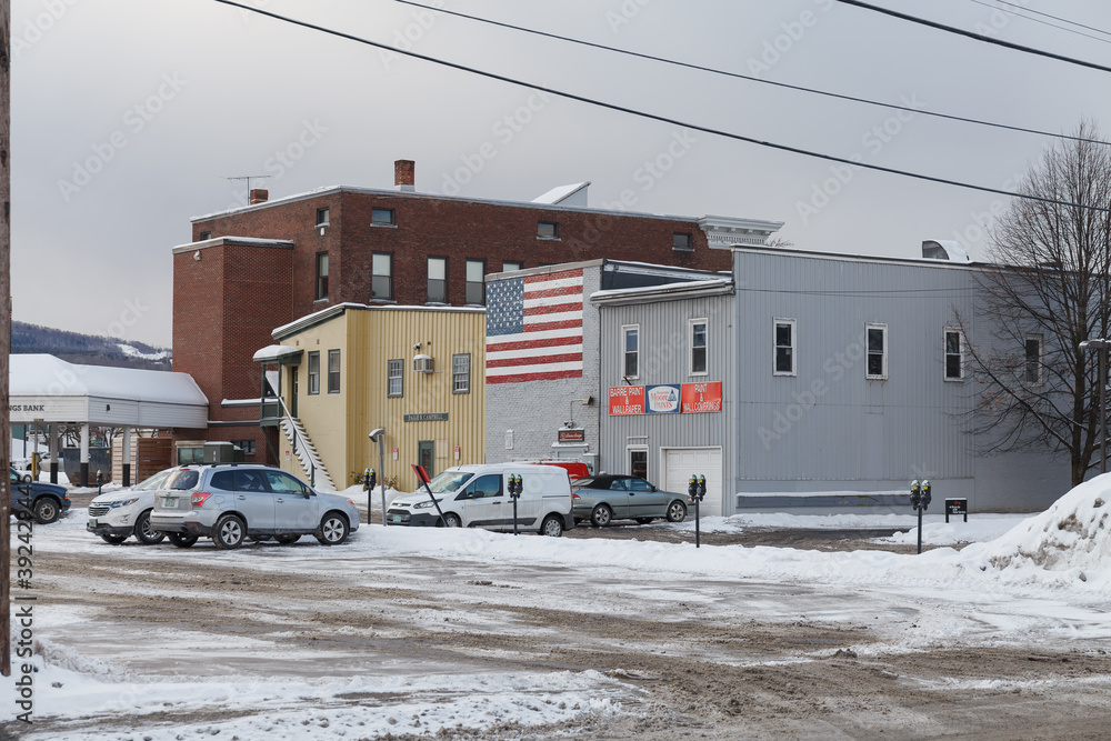 BARRE, VERMONT, USA - FEBRUARY, 19, 2020: Winter time city view BARRE, VERMONT, USA - FEBRUARY, 19, 2020: Winter time city view