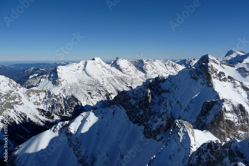 Wintry mountain view from Pleisenspitze mountain, Karwendel, Austria