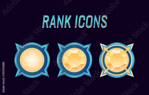 Set of fantasy game ui rank medals icon for gui asset elements vector illustration