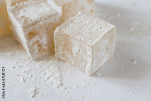 Turkish delight on a white background