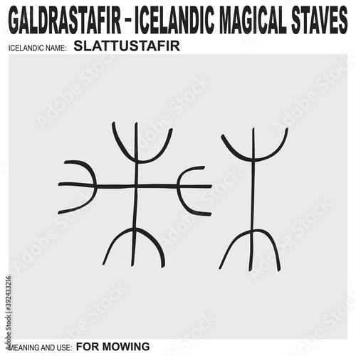 vector icon with ancient Icelandic magical staves Slattustafir. Symbol means and is used for mowing