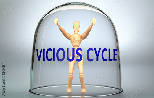 Obraz na plátně Vicious cycle can separate a person from the world and lock in an isolation that