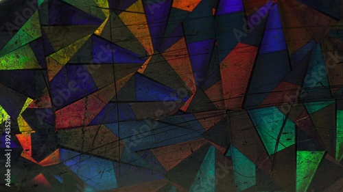 real led light moving over scratched holographic plastic surface in 4k.