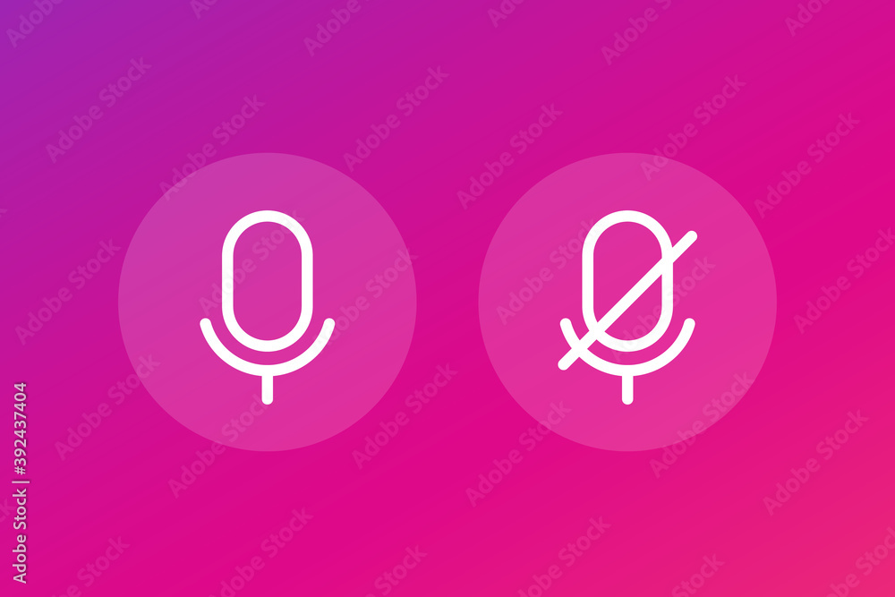 microphone off and on, line vector icons microphone off and on, line vector icons