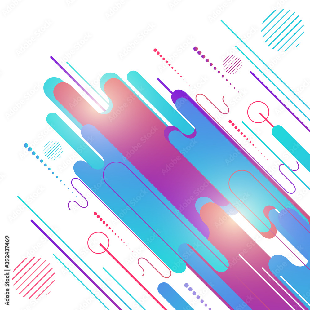 Abstract blue and pink geometric rounded elements dynamic overlapping and lines on white background. Abstract blue and pink geometric rounded elements dynamic overlapping and lines on white background.