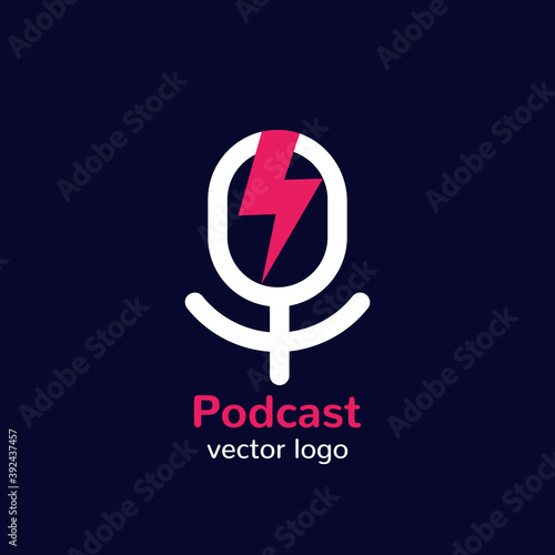 podcast vector logo with a mike