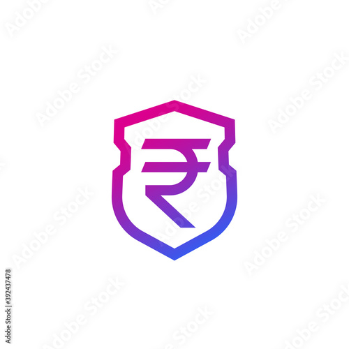 Shield and rupee vector logo