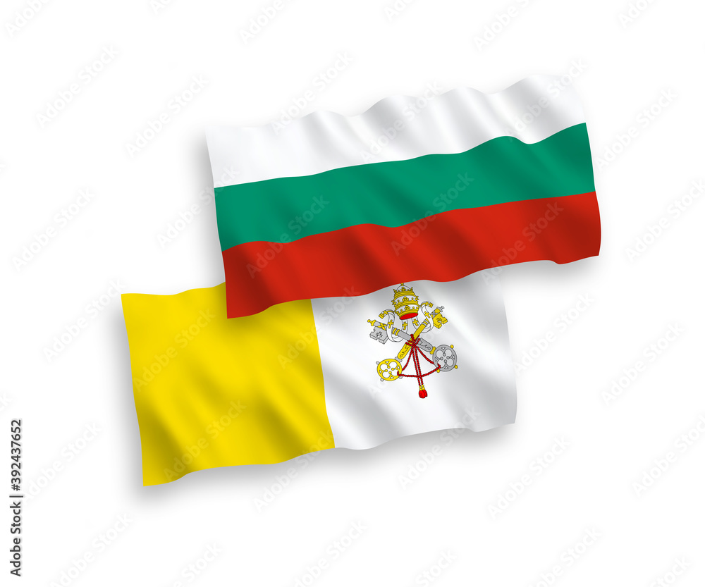 Flags of Vatican and Bulgaria on a white background Flags of Vatican and Bulgaria on a white background