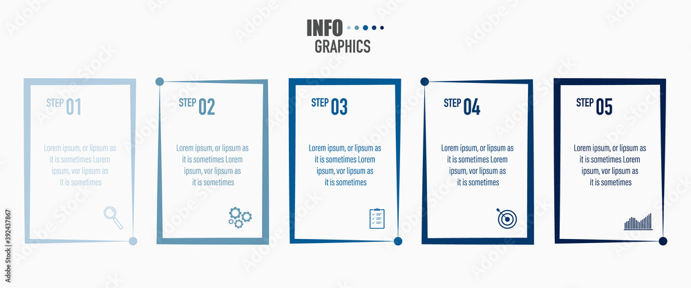Infographics design vector and business icons with 5 options in blue square design for presentation and web site Infographics design vector and business icons with 5 options in blue square design for presentation and web site