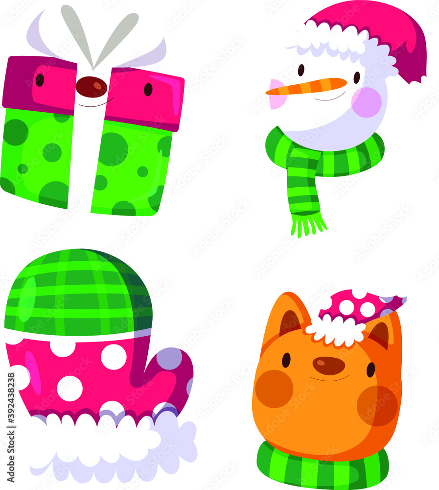 Fototapeta premium christmas-element-collection-flat-design | set of christmas elements | Vector illustration EPS 10.