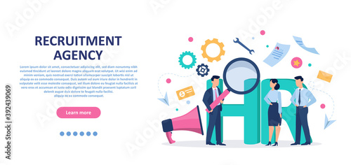 Vector of recruitment agency choosing a candidate to hire.