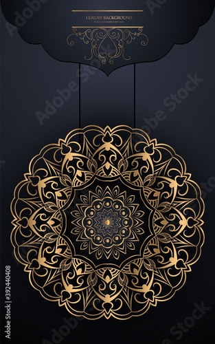 Luxury mandala design background with golden arabesque pattern Arabic Islamic east style. 