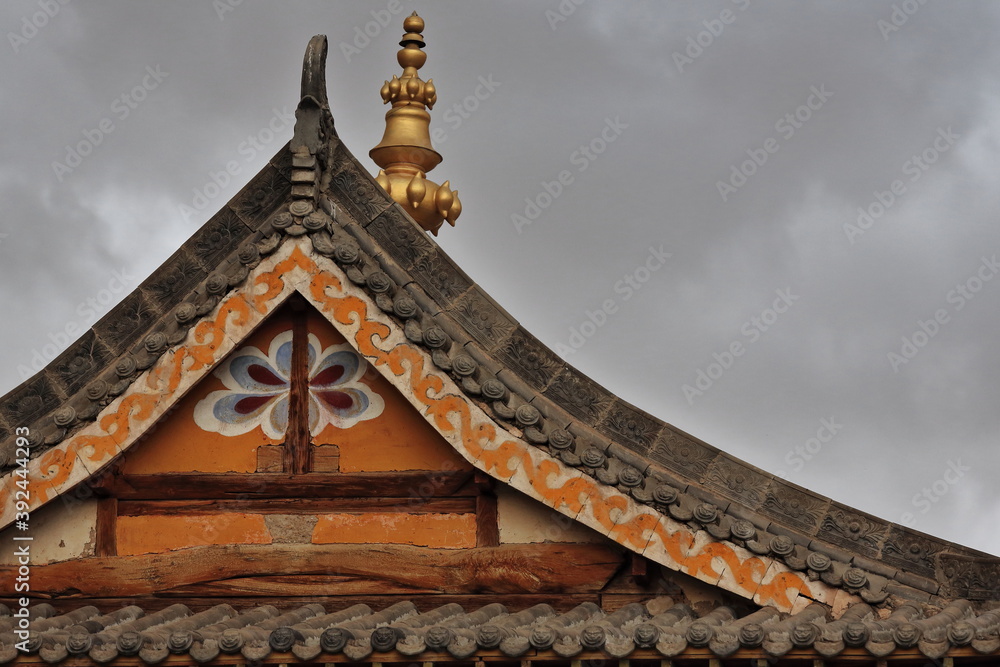 Badain Jaran Temple south facing roof gable-Badain Jaran Desert-Inner Mongolia-China-1112 Badain Jaran Temple south facing roof gable-Badain Jaran Desert-Inner Mongolia-China-1112