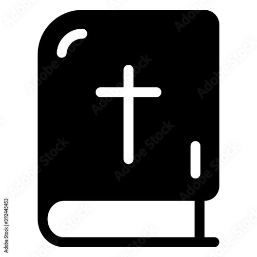 
A holy book, bible solid icon design 
