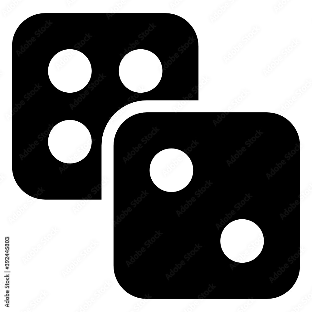 Icon of casino game accessory, rolling dice in solid style
Icon of casino game accessory, rolling dice in solid style