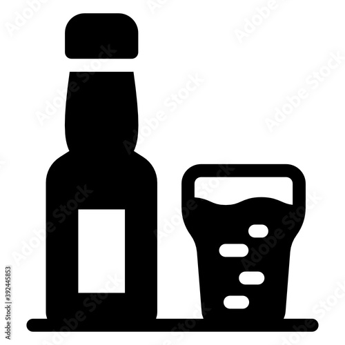 
Wine drink bottle with glass, alcoholic beverage solid icon
