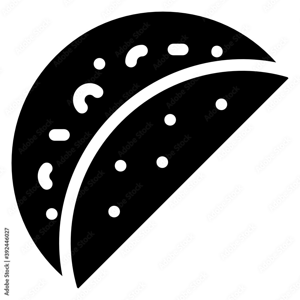 Us traditional cooking, solid icon of tortilla
Us traditional cooking, solid icon of tortilla