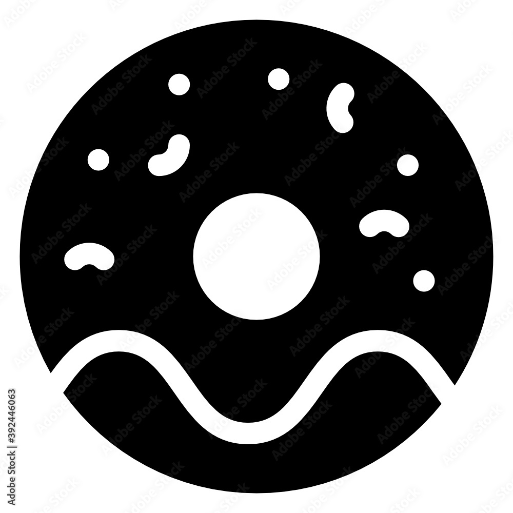 Fototapeta premium Chocolate doughnut icon style, confectionery item, 