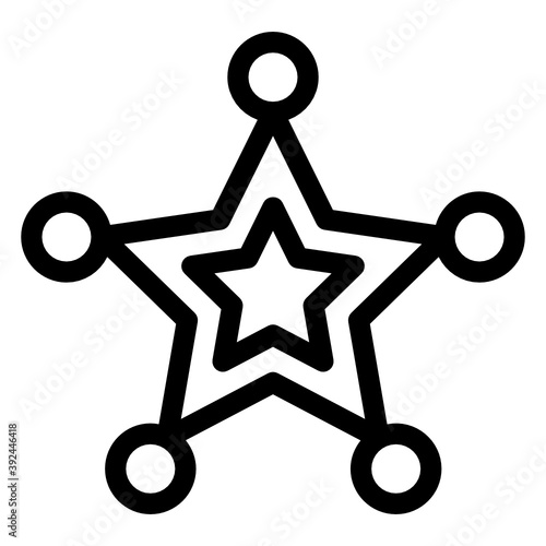 
American enforcement badge, solid icon of sheriff star  
