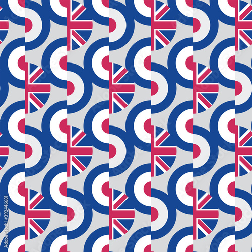 Semicircle mod seamless pattern with British flag