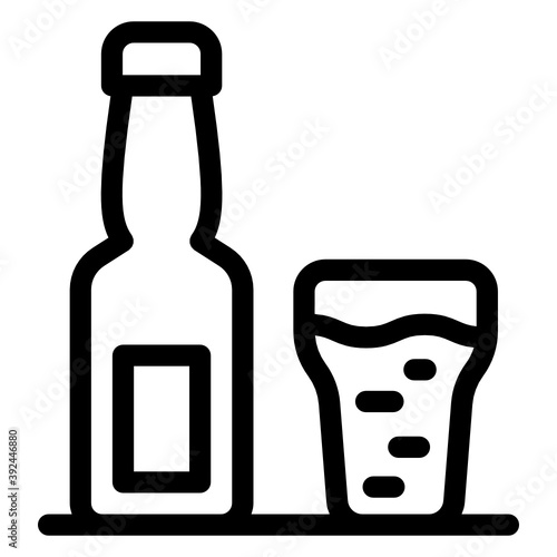 
Wine drink bottle with glass, alcoholic beverage solid icon
