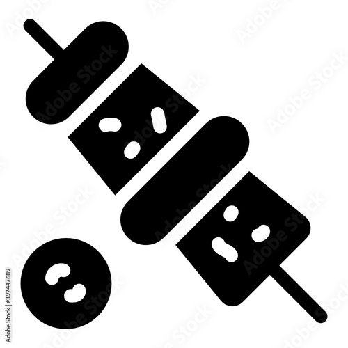 
Skewer, barbecue food icon, glyph vector design.
