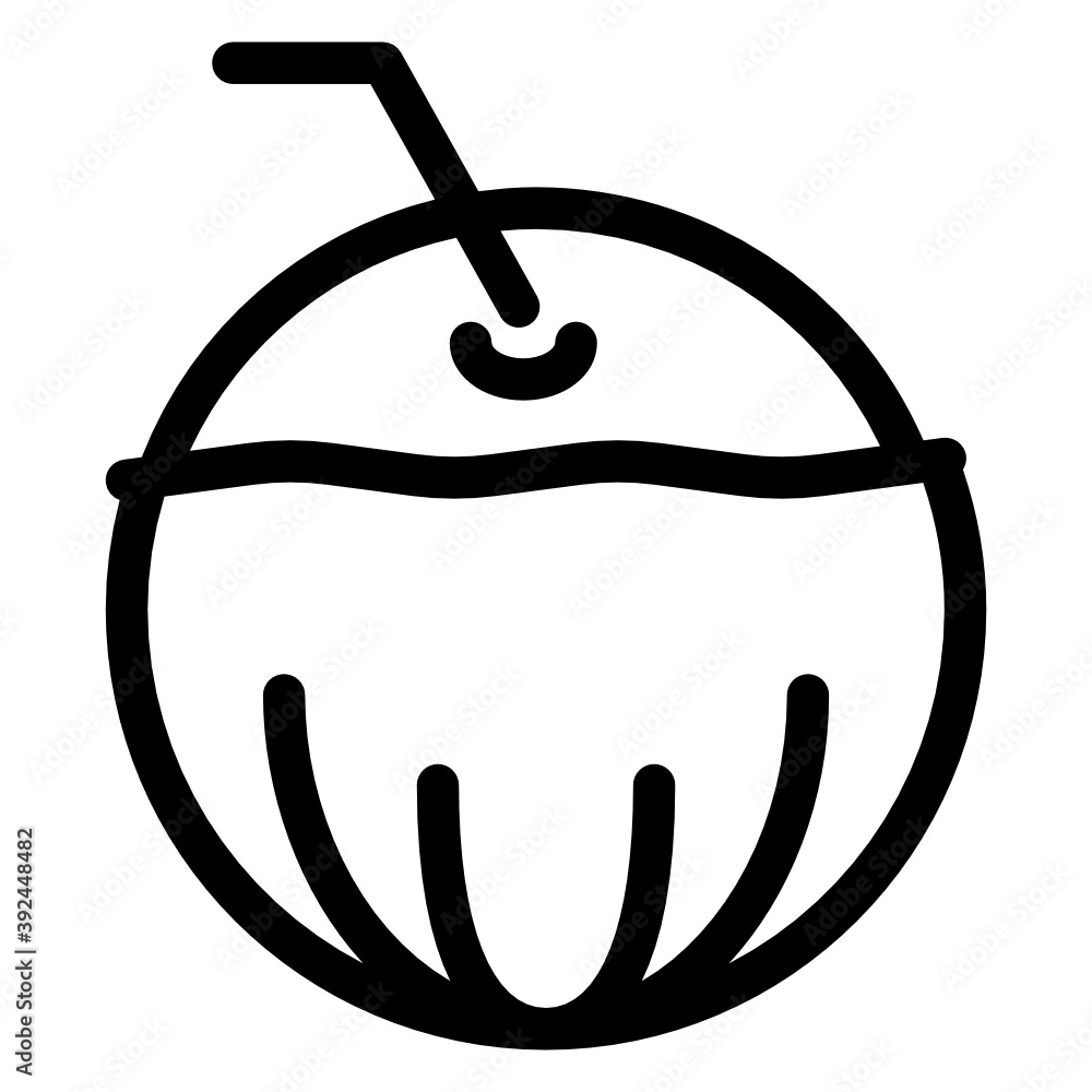 Tropical beach side refreshing drink, solid style icon of coconut juice
Tropical beach side refreshing drink, solid style icon of coconut juice