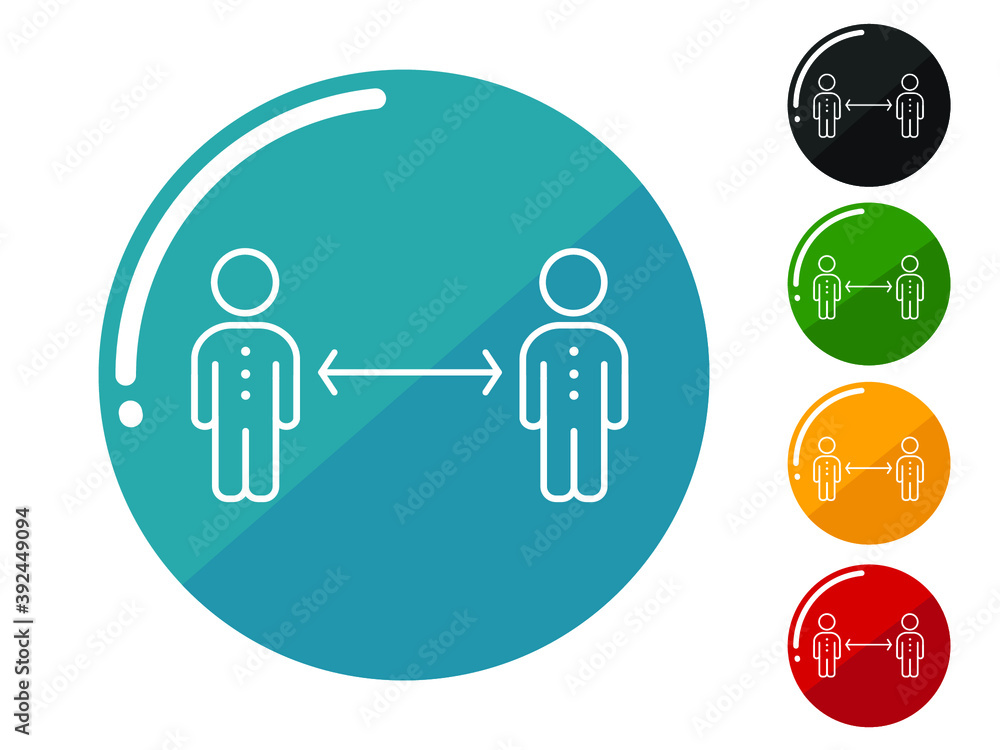 Social distancing icon set. Line design vector illustration in 5 colors options for web design Social distancing icon set. Line design vector illustration in 5 colors options for web design
