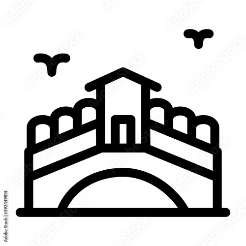 
Rialto bridge in venice, glyph icon 
