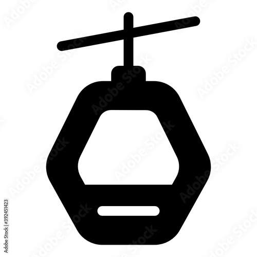 
Glyph design of cable car icon showing the concept of adventure 
