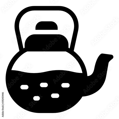 
Tea pot icon, glyph of teapot 
