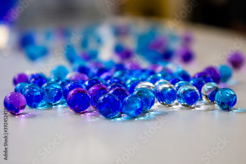 beads blue balls on the table