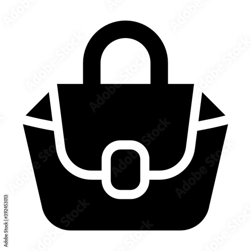
A small bag with strip, purse icon in solid vector
