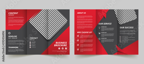 creative trifold brochure template, trifold brochure template, brochure template in red and black