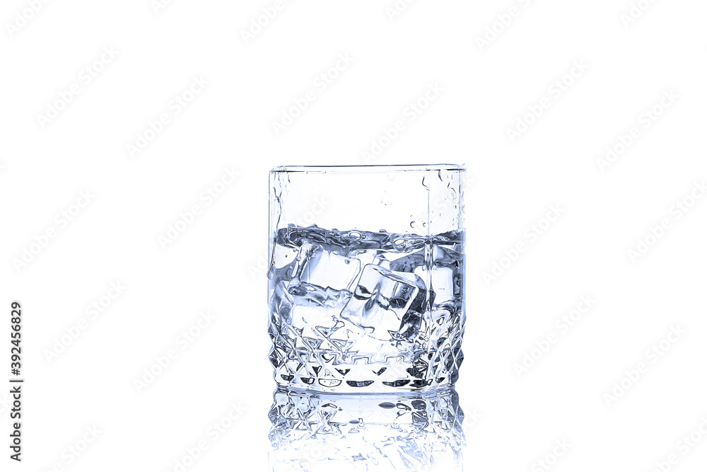 Glass of whisky with ice isolated on white Glass of whisky with ice isolated on white