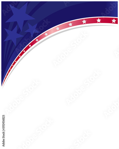 American abstract flag corner border poster with an empty space for text.	
