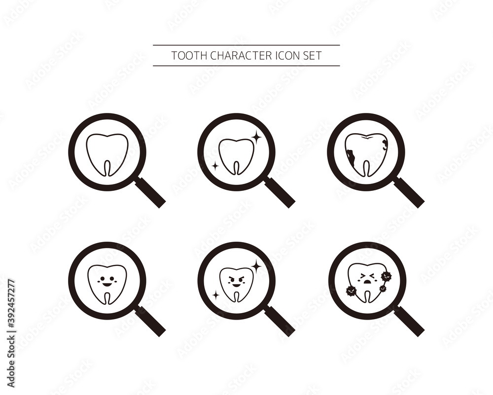 Vector illustration set of tooth characters. Orthodontics Vector illustration set of tooth characters. Orthodontics