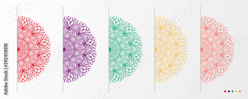 Luxury mandala set with floral background pattern. Abstract geometric mandala round ornament. Mandala template for invitation, wedding, cover, brochure, flyer, banner, poster.