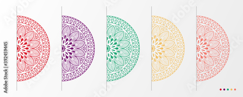 Luxury mandala set with floral background pattern. Abstract geometric mandala round ornament. Mandala template for invitation, wedding, cover, brochure, flyer, banner, poster.
