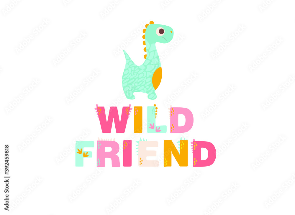 dinosaur, vector illustration of children's poster with dino dinosaur, vector illustration of children's poster with dino