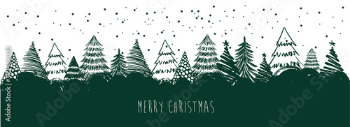 Christmas tree hand drawn illustrations. Vector