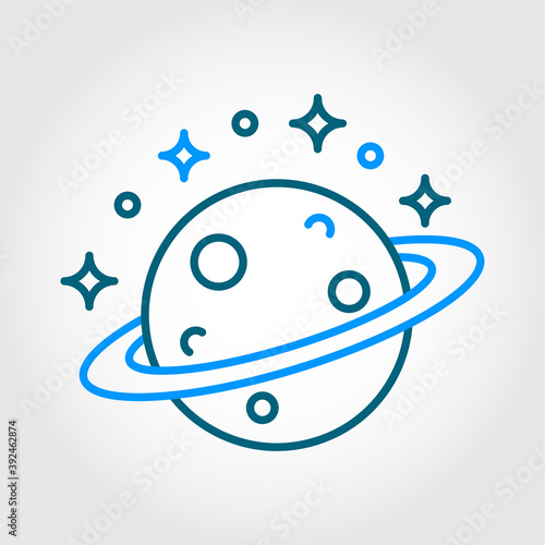 Flat Design saturn planet Icon Vector Premium EPS10