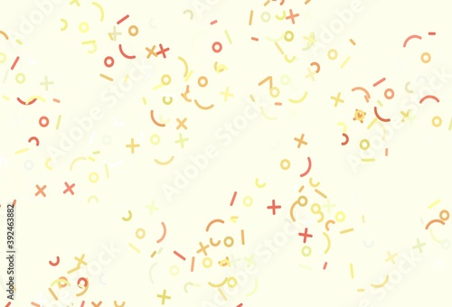 Light Red, Yellow vector pattern with Digit symbols.