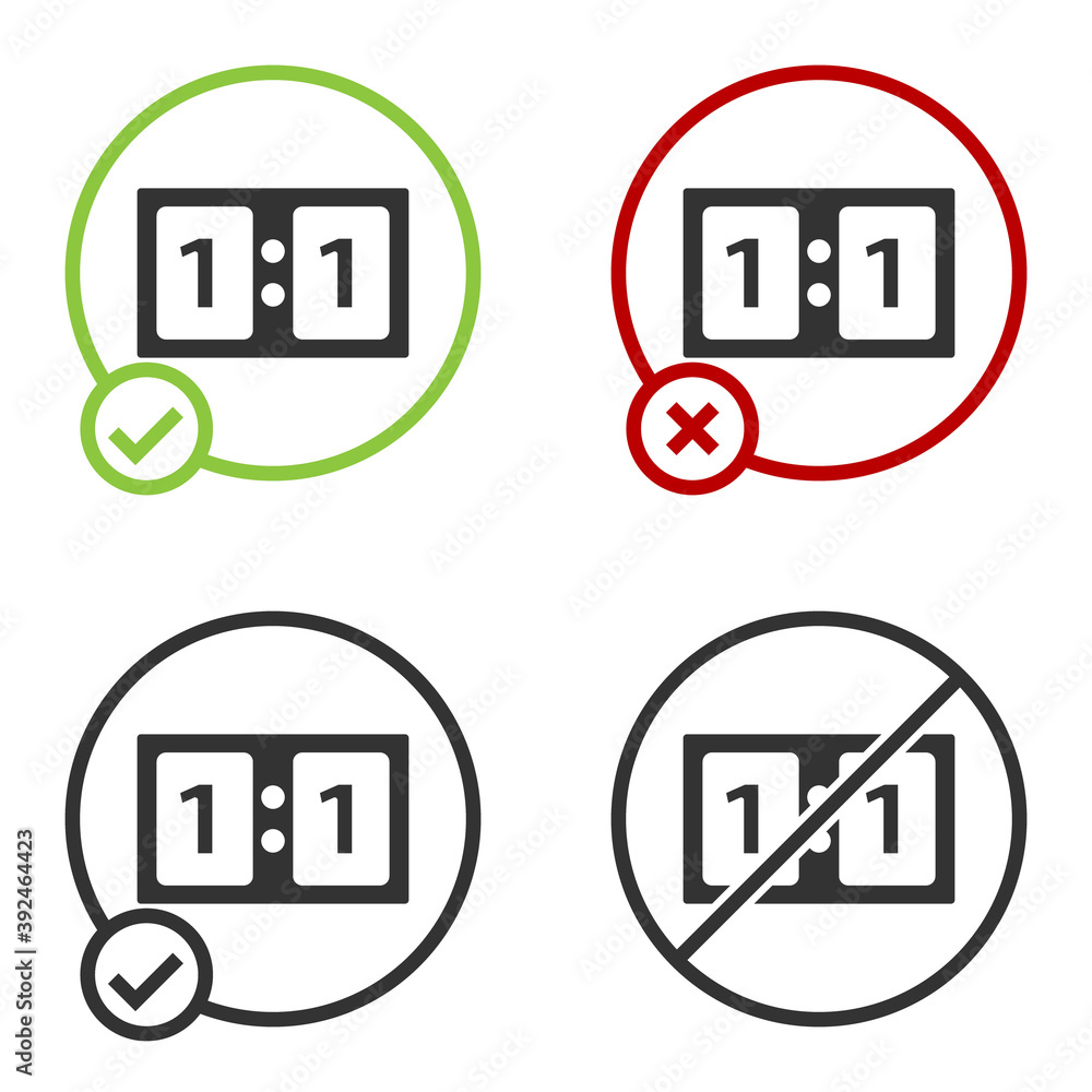 Black Sport mechanical scoreboard and result display icon isolated on white background. Circle button. Vector Illustration. Black Sport mechanical scoreboard and result display icon isolated on white background. Circle button. Vector Illustration.